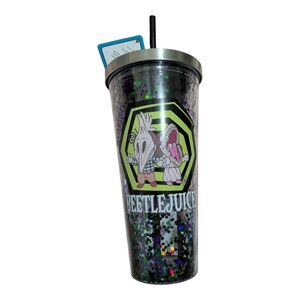 Beetlejuice Glitter Party Tumbler with Straw